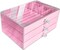 Clear Acrylic Velvet Jewelry Organizer with 3 Drawers, Stackable Display Storage Earrings Necklace Rings Bracelets Box Holder Case for Women, Pink
